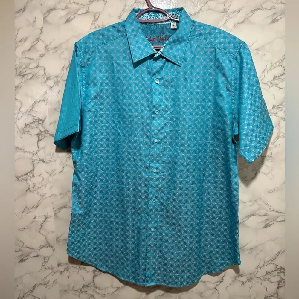NEW Robert Graham Turquoise Patterned Men's Shirt Size 2XL